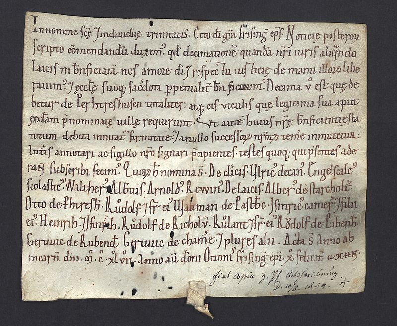 Urkunde von Bischof Otto I. von Freising (1147)