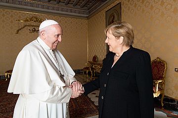 Papst Franziskus und Bundeskanzlerin Angela Merkel